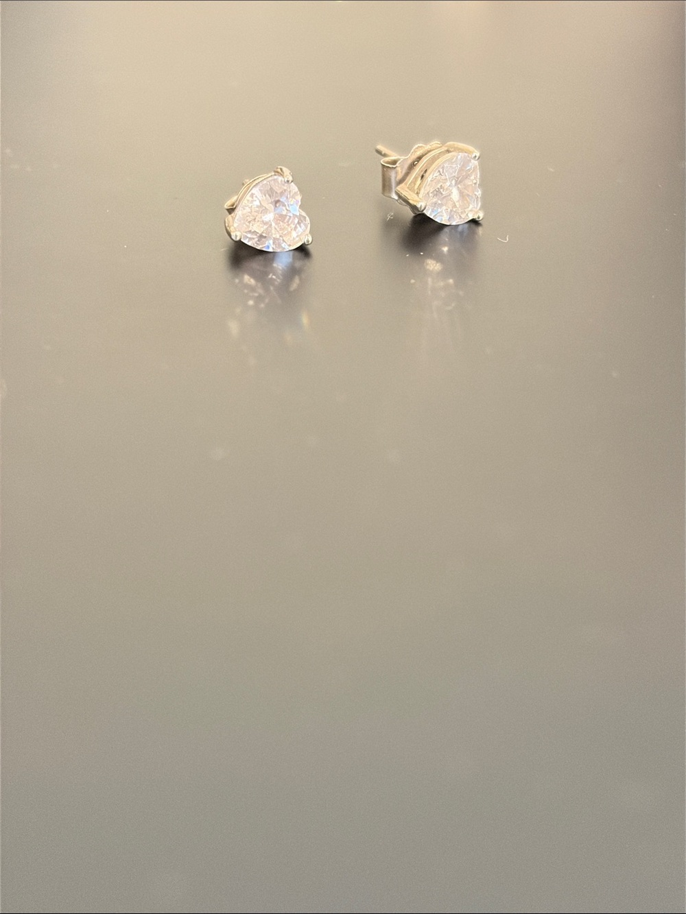 Heart-Cut CZ Stud Earrings in Silver